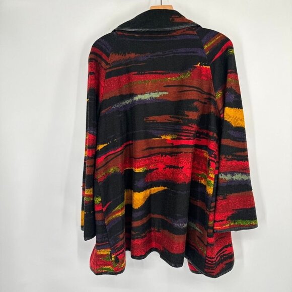 Ali Miles Womens southwestern pattern Cardigan Jacket Size Large faux leather - Picture 14 of 15